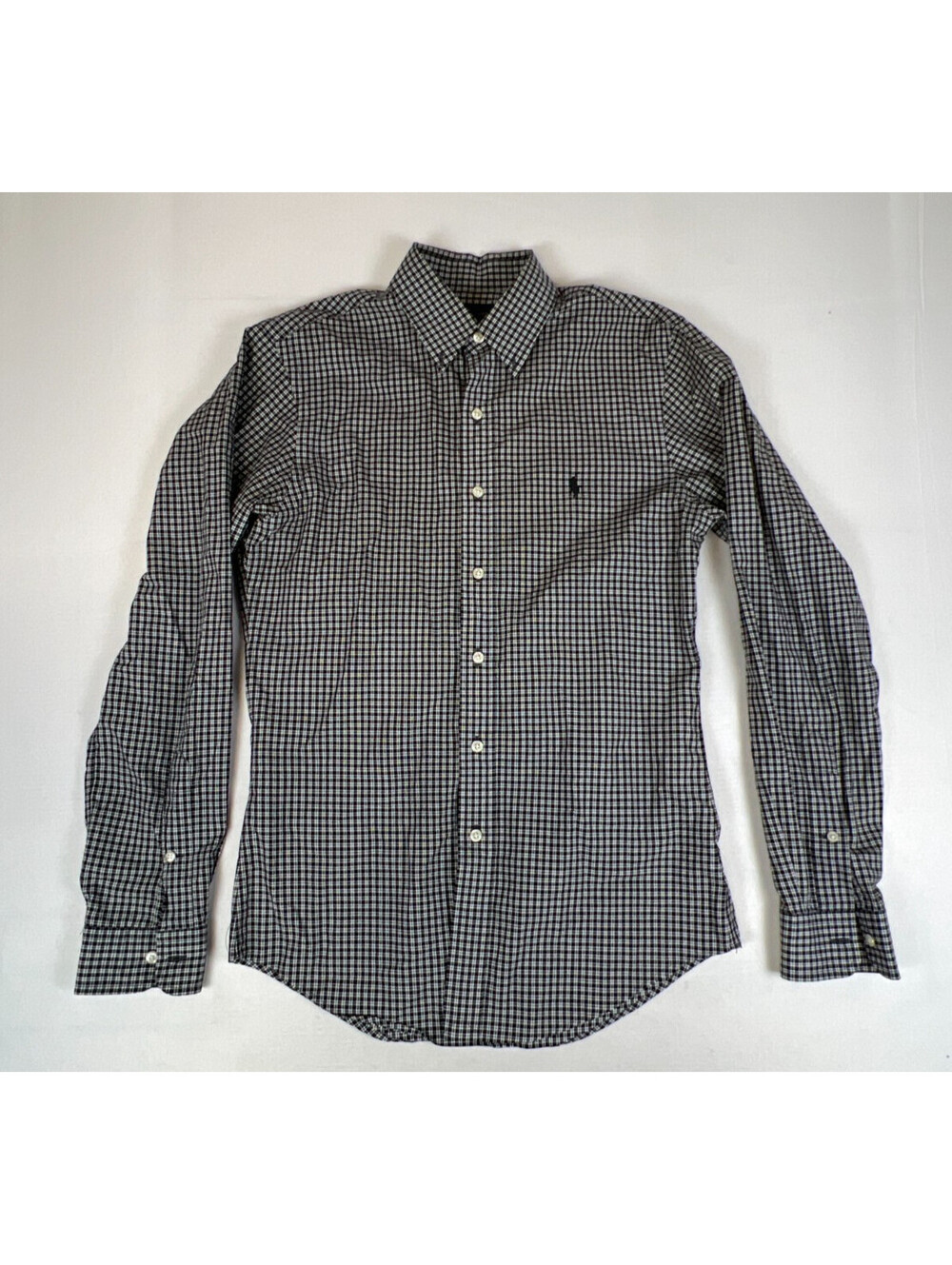Ralph Lauren Women S Black Gingham Check Slim Fit Long Sleeve Button Down Shirt